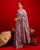 Magenta Chanderi Cotton Woven Banarasi Saree