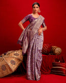 Magenta Chanderi Cotton Woven Banarasi Saree