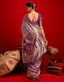 Magenta Chanderi Cotton Woven Banarasi Saree