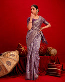 Magenta Chanderi Cotton Woven Banarasi Saree