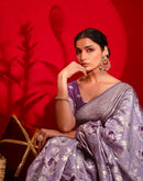 Magenta Chanderi Cotton Woven Banarasi Saree