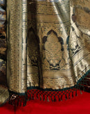 Dusty Blue Chanderi Cotton Woven Banarasi Saree