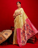 Pista Green Silk Woven Paithani Saree