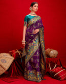 Dark Purple Silk Woven Paithani Saree