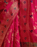 Rani Pink Silk Woven Banarasi Saree