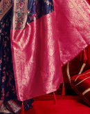 Navy Blue Silk Woven Banarasi Saree