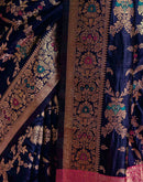 Navy Blue Silk Woven Banarasi Saree