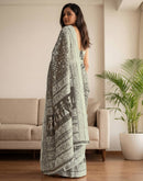 Brown Kota Silk Printed Saree