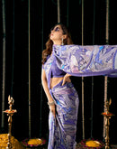 Lavender Georgette Printed Saree