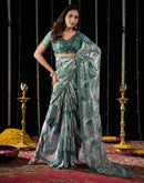 Light Green Georgette Printed Saree