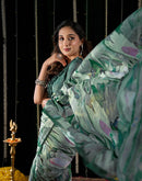 Light Green Georgette Printed Saree