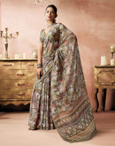 Khaki Georgette Printed Saree