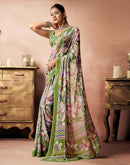 Sage Green Georgette Printed Saree