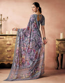 Grey Georgette Printed Saree