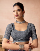 Grey Georgette Printed Saree