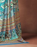 Dusty Blue Georgette Printed Saree