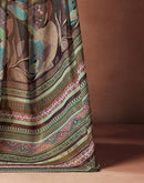 Olive Green Georgette Printed Saree