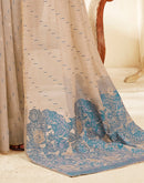 Beige Cotton Woven Printed Saree