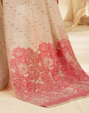 Beige Cotton Woven Printed Saree
