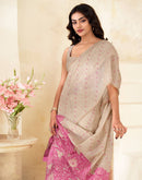 Beige Cotton Woven Printed Saree