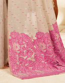 Beige Cotton Woven Printed Saree
