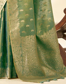 Pista Green Tissue Linen Woven Saree