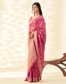 Dark Pink Tissue Linen Woven Saree