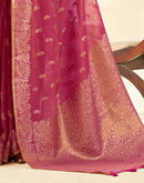 Dark Pink Tissue Linen Woven Saree