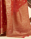 Orange Tissue Linen Woven Saree