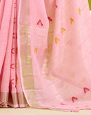 Light Pink Linen Silk Woven Saree