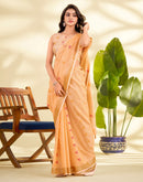 Peach Linen Silk Woven Saree