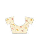 Off White Linen Silk Woven Saree