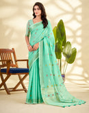 Mint Blue Linen Silk Woven Saree