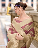 Dusty Rose Pink Cotton Linen Woven Saree