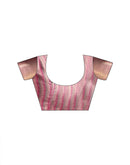 Light Pink Linen Silk Woven Printed Saree