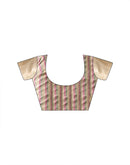 Beige Linen Silk Woven Printed Saree