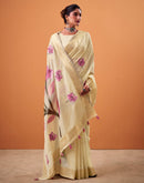 Beige Cotton Floral Printed Saree