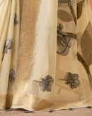Beige Cotton Floral Printed Saree