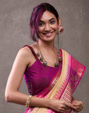 Cream Cotton Woven Banarasi Saree