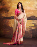 Beige Silk Woven Patola Saree