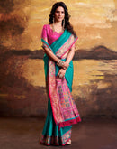 Teal Blue Silk Woven Patola Saree