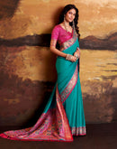 Teal Blue Silk Woven Patola Saree