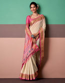 Cream Silk Woven Patola Saree