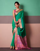 Teal Green Silk Woven Patola Saree