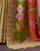 Light Khaki Silk Printed Saree