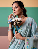 Light Blue Silk Printed Saree