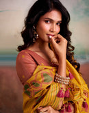 Yellow Silk Printed Saree