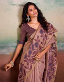 Light Mauve Silk Printed Saree