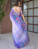 Ready To Wear Lavender Linen Floral Printed Saree