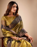 Dark Gold Tissue Silk Woven Saree